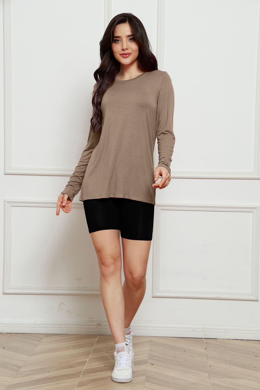 Round Neck Long Sleeve Top - Tigbuls Variety Fashion