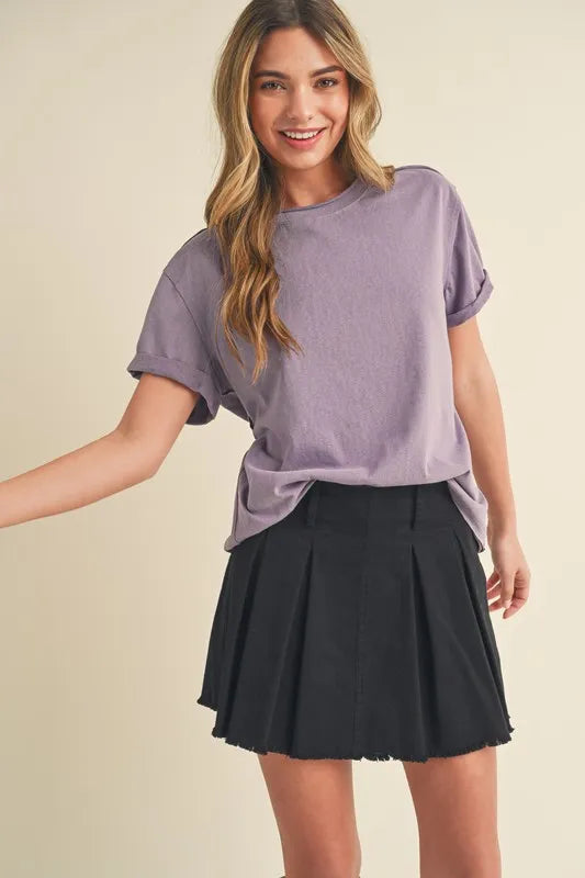 Black Pleated Denim Mini Skirt - Tigbul's Variety Fashion Shop