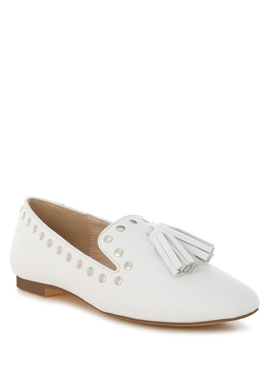 Philoha Studs & Tassels Detail Flat Loafers - Tigbul's Variety Fashion Shop