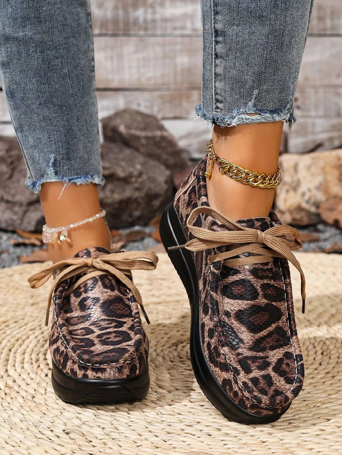 Leopard Round Toe Platform Loafers - Tigbul's Variety Fashion Shop
