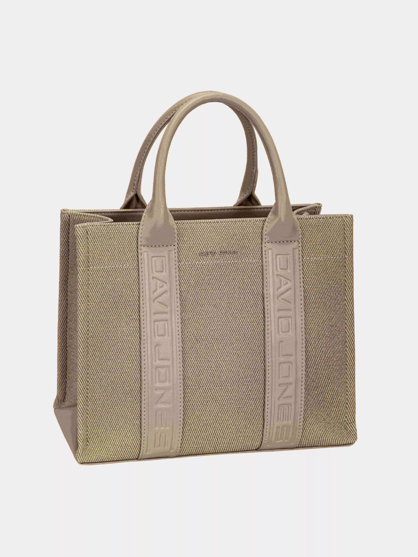 David Jones Canvas Tote Handbag with Contrast Leather Handles - Tigbul's Variety Fashion Shop