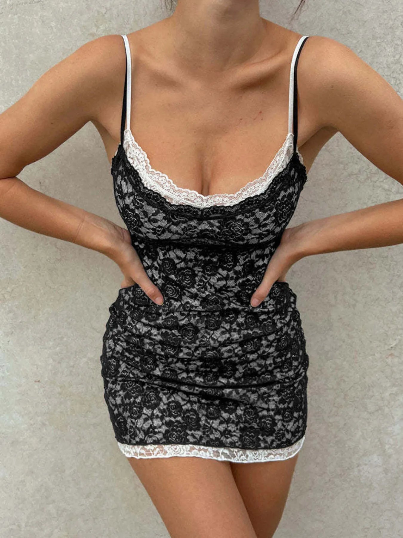 Lace Trim Cami Mini Dress - Tigbul's Variety Fashion Shop
