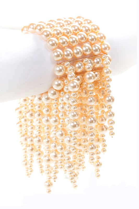 Mix Pearls Drop Statement Stretch Bracelet - Tigbul's Variety Fashion Shop
