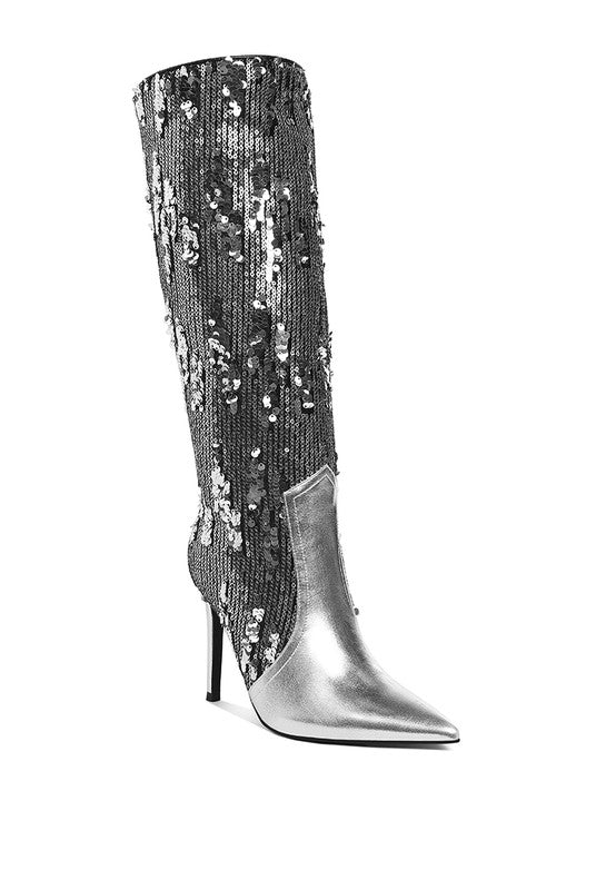 Sitarah Sequin Embellished Stiletto Long Boots - Tigbul's Variety Fashion Shop