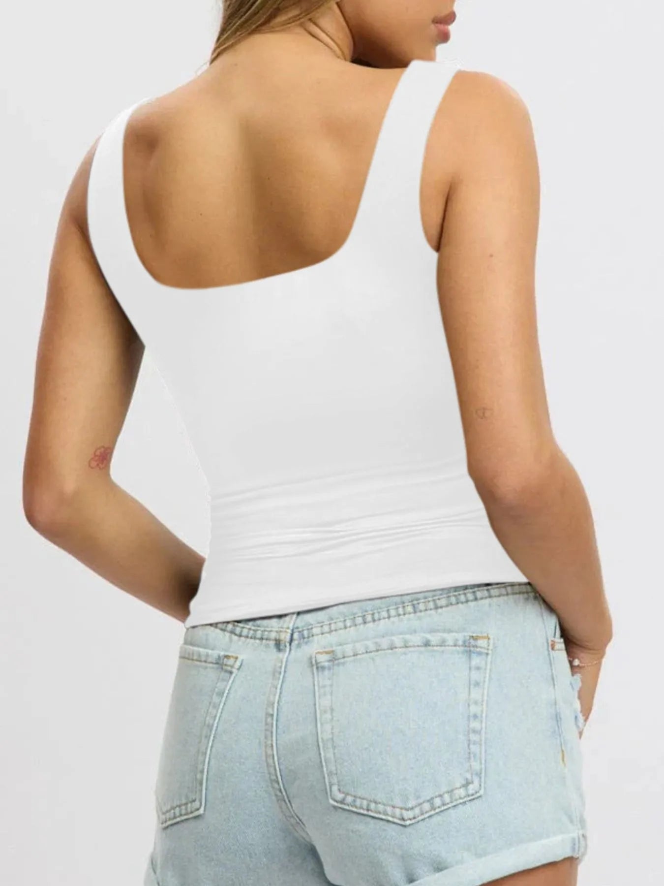 Square Neck Wide Strap Tank - Tigbul's Variety Fashion Shop