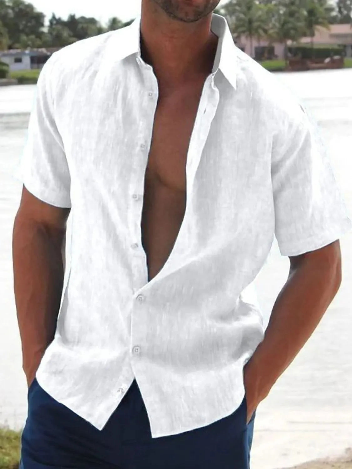 Men's Full Size Button Up Short Sleeve Shirt Plus Size - Tigbul's Variety Fashion Shop