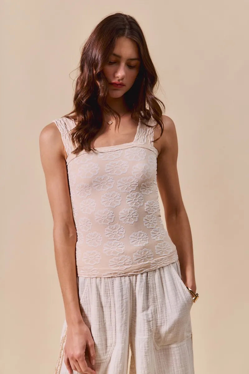 Two Tone Floral Seamless Tank Top - Tigbul's Variety Fashion Shop