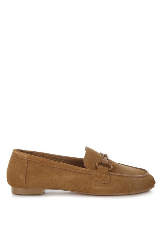 Awen Monochromatic Horsebit Real Suede Loafers - Tigbul's Variety Fashion Shop