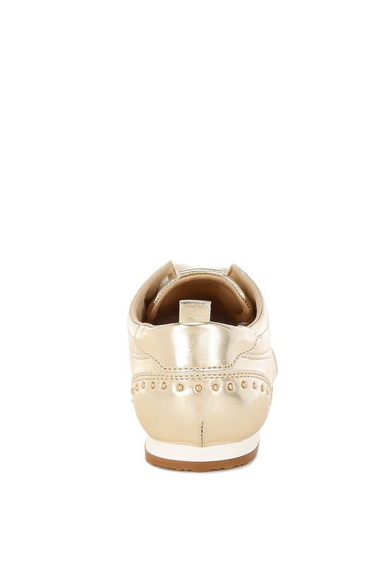 Yorika Studded Metallic Pleather Sneakers - Tigbul's Variety Fashion Shop