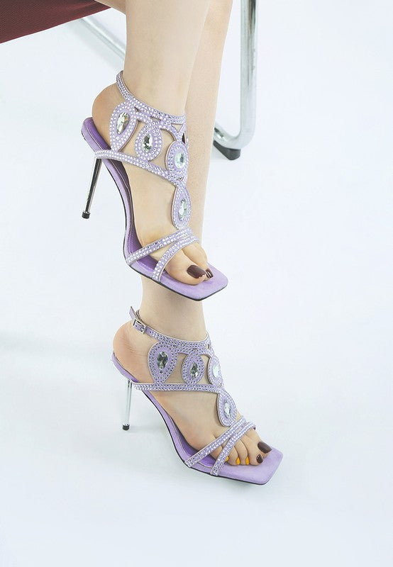 Fialka Diamante & Rhinestones Stiletto Sandals - Tigbul's Variety Fashion Shop