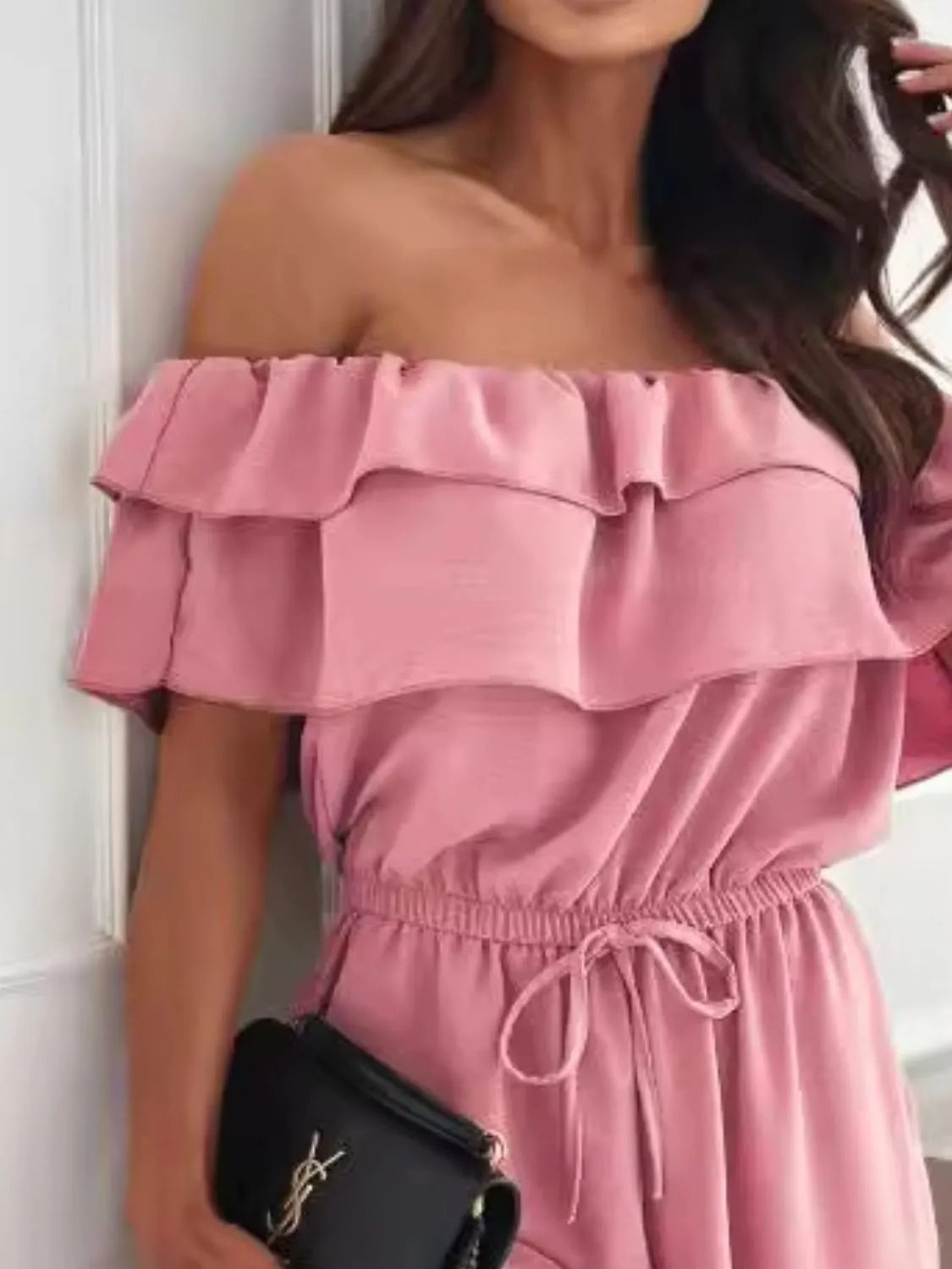 Off-Shoulder Ruffled Wide Leg Jumpsuit - Tigbul's Variety Fashion Shop