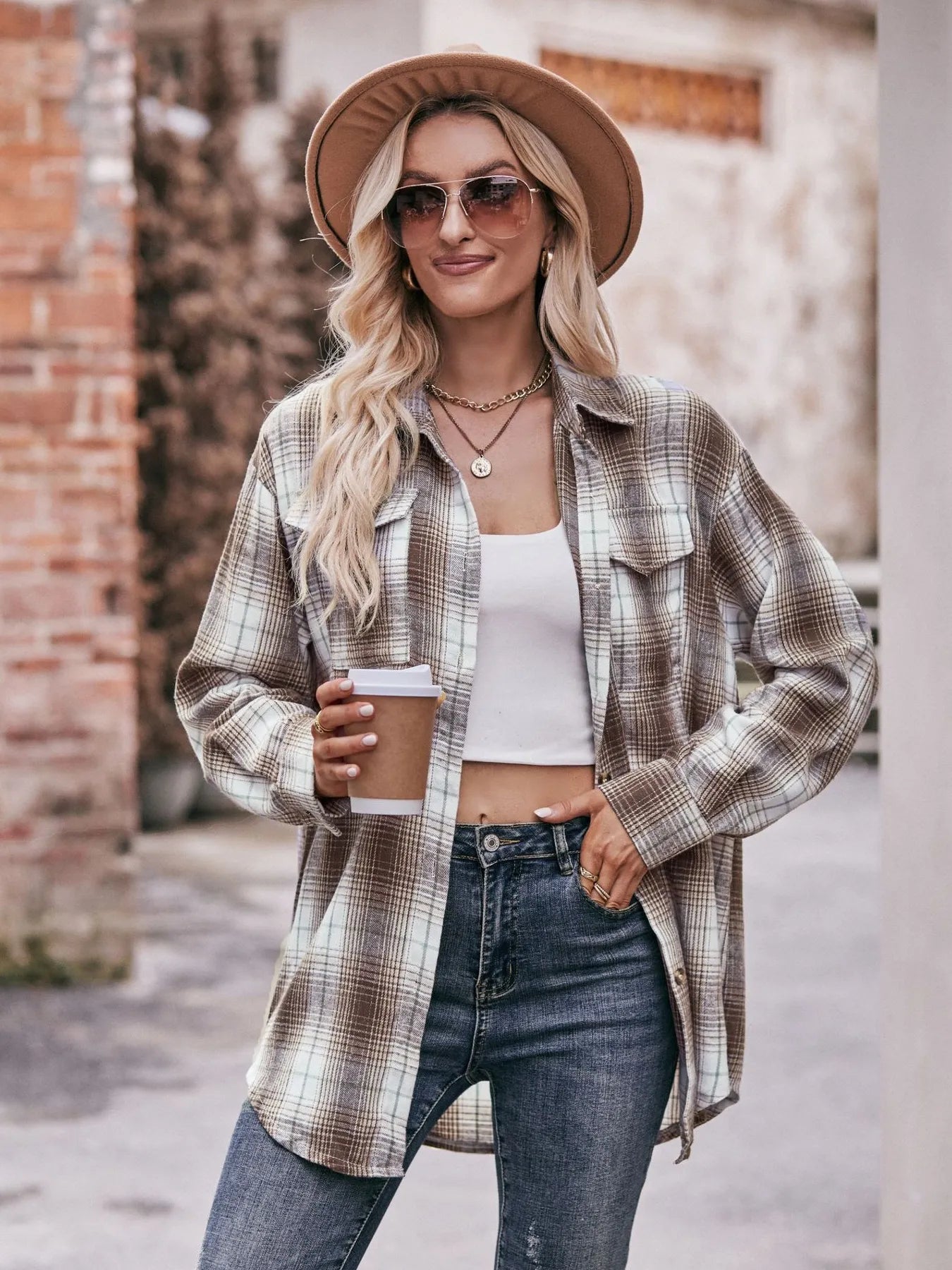 Plaid Button-Down Long Sleeve Shirt - Tigbul's Variety Fashion Shop