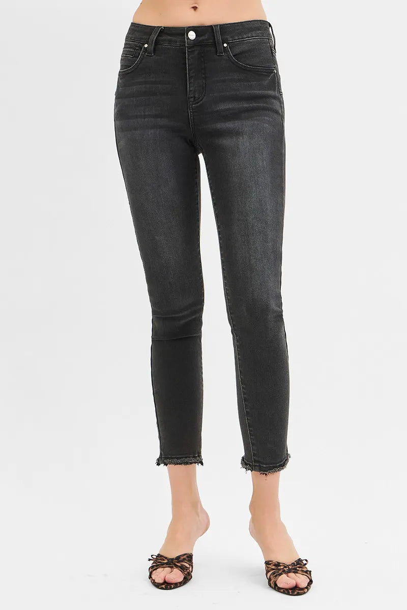 RISEN Full Size Tummy Control Mid Rise Crop Skinny Jeans Plus Size - Tigbul's Variety Fashion Shop