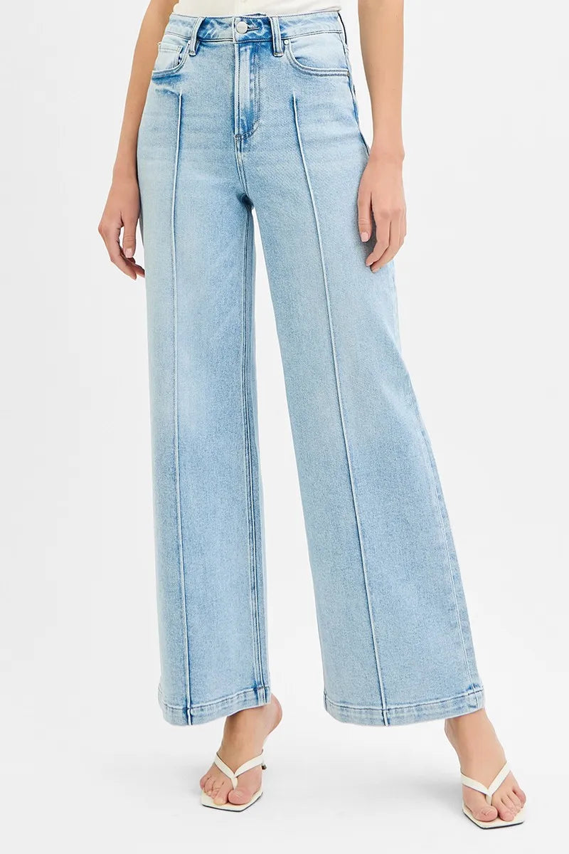RISEN Full Size High Waist Wide Leg Pintuck Detailed Plus Size - Tigbul's Variety Fashion Shop