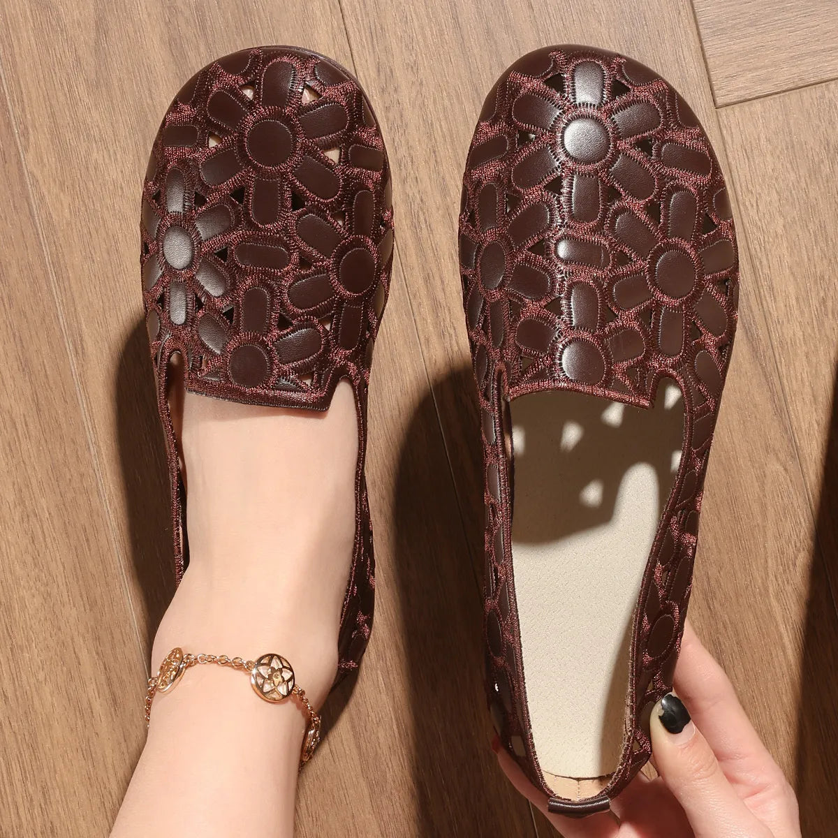 Cutout Round Toe Slip-Ons - Tigbul's Variety Fashion Shop