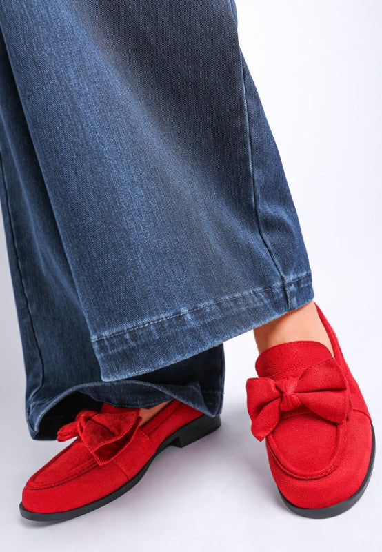 Havisham Bow Accent Heeled Loafers - Tigbul's Variety Fashion Shop