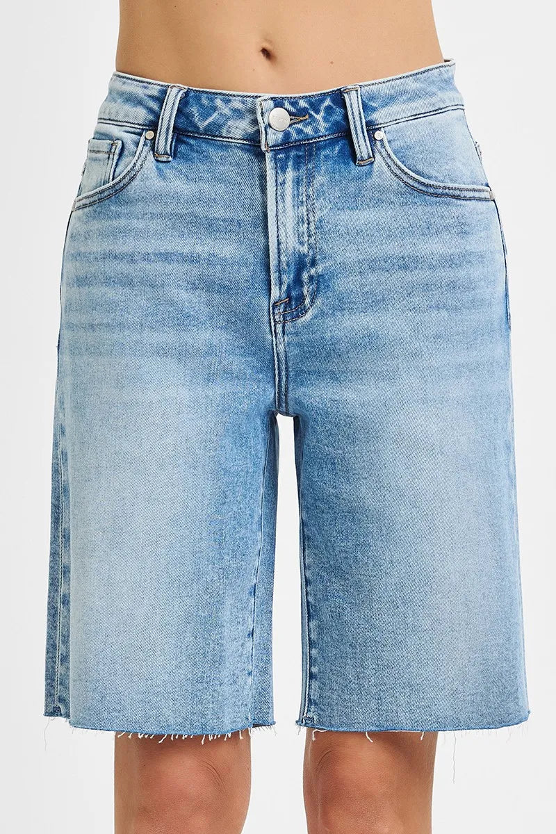 RISEN High Rise Bermuda Denim Shorts - Tigbul's Variety Fashion Shop