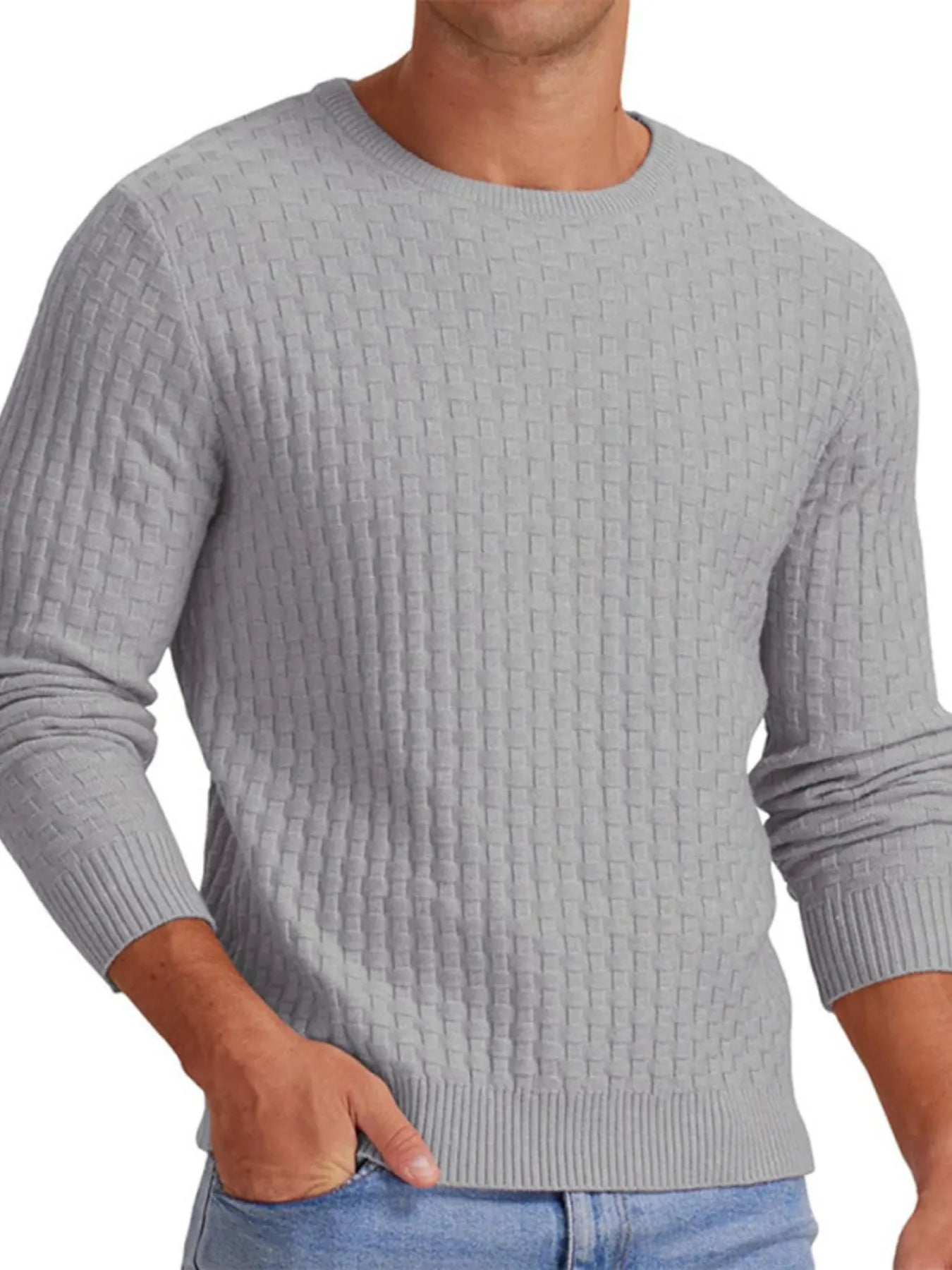 Men's Full Size Ribbed Hem Round Neck Sweater Plus Size - Tigbul's Variety Fashion Shop