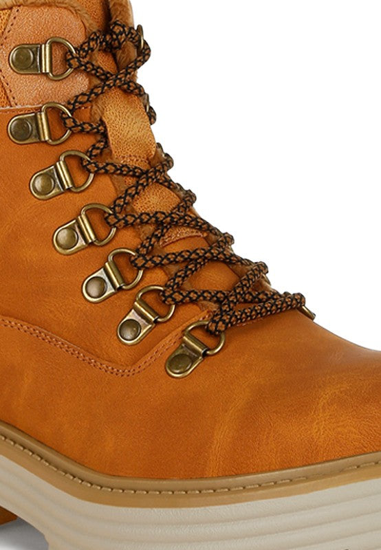 Boskoff Lace-Up Chunky Warm Ankle Boots - Tigbul's Variety Fashion Shop