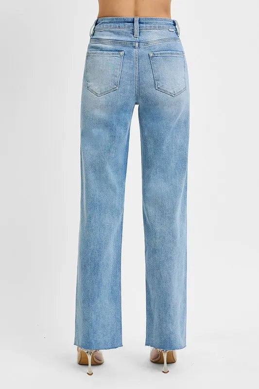 RISEN Tummy Control Rise Straight Jeans - Tigbul's Variety Fashion Shop