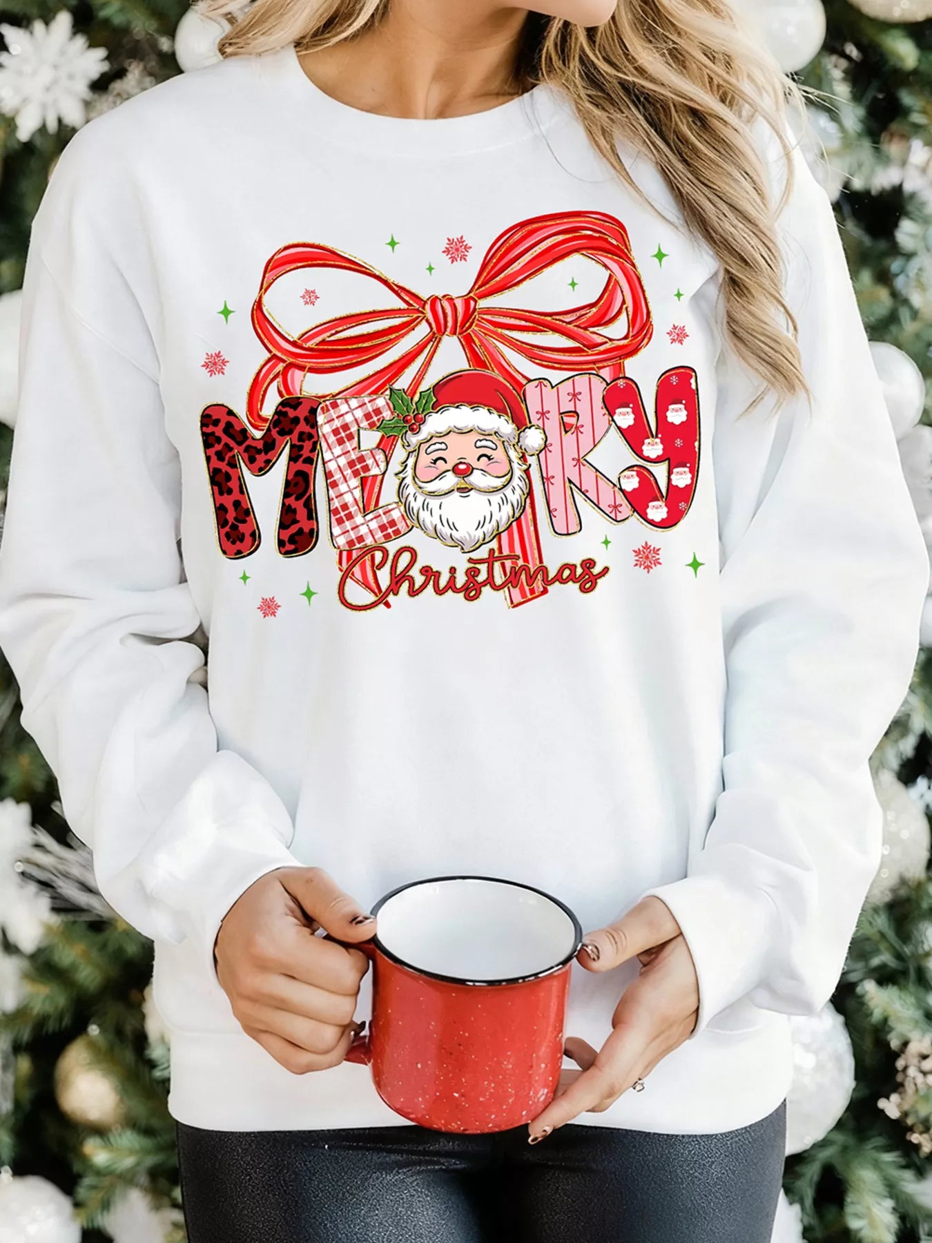 Merry Christmas Graphic Long Sleeve Sweatshirt - Tigbul's Variety Fashion Shop