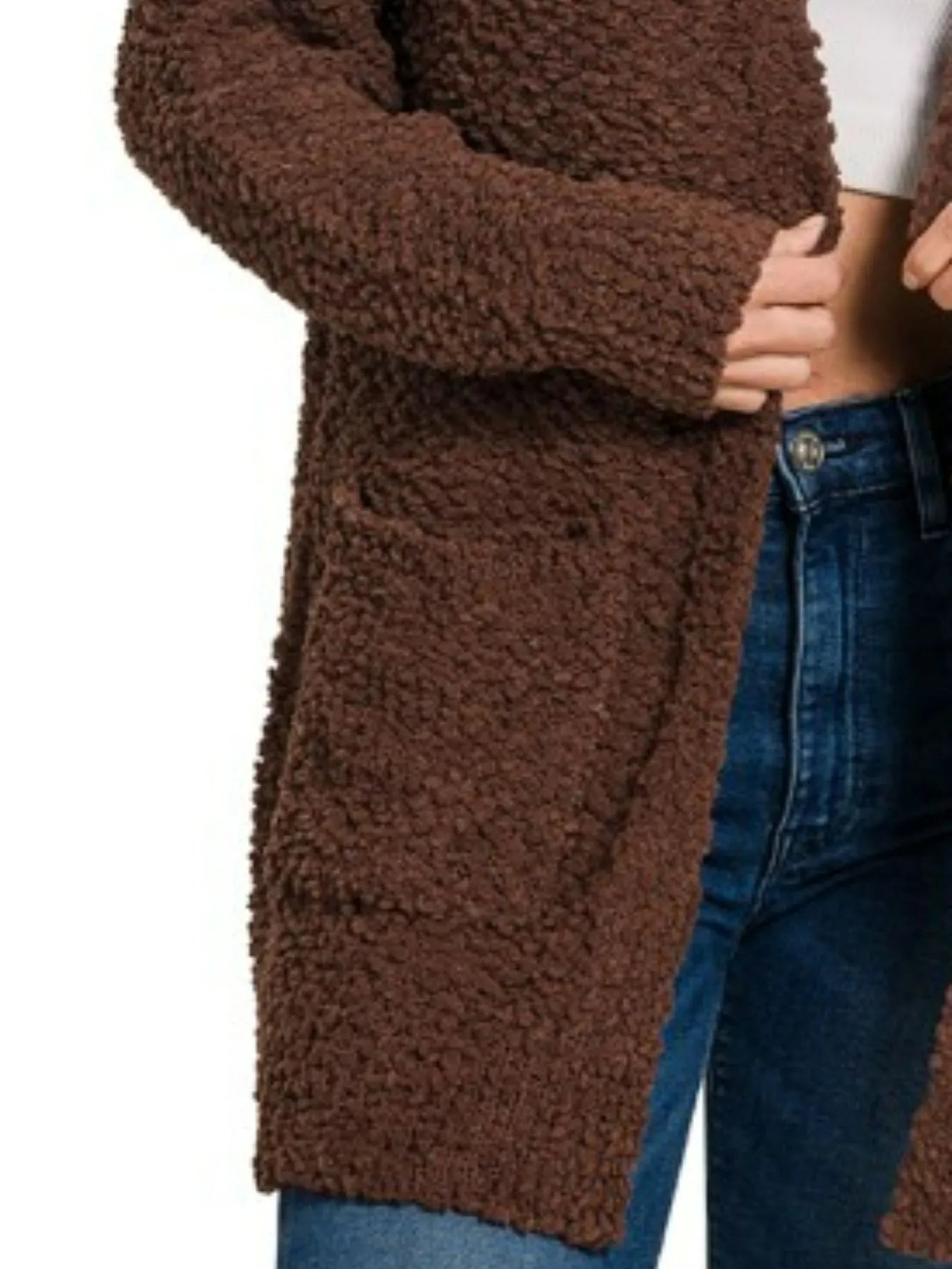 Zenana Long Sleeve Popcorn Sweater Cardigan with Pockets - Tigbul's Variety Fashion Shop