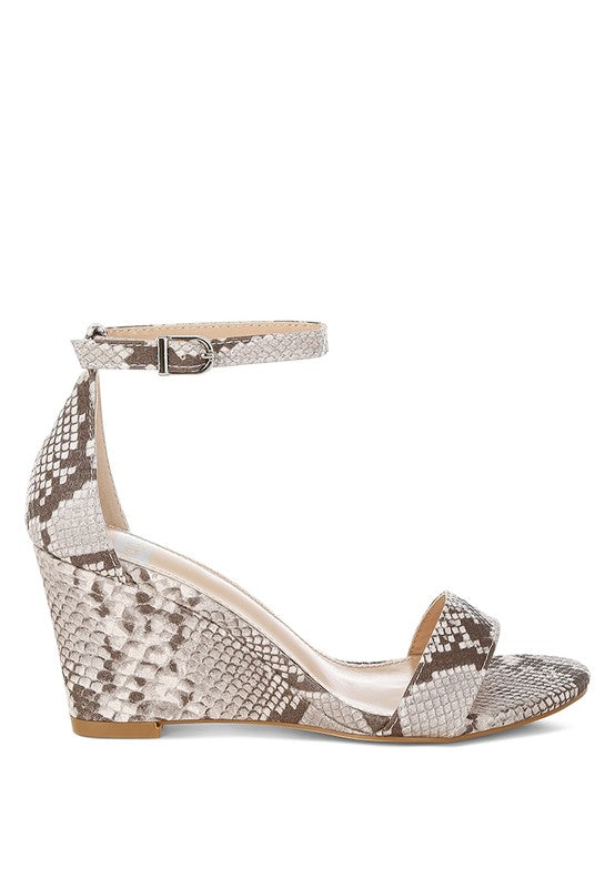 Kodor Snake Print Slim Wedge Heel Sandals - Tigbul's Variety Fashion Shop