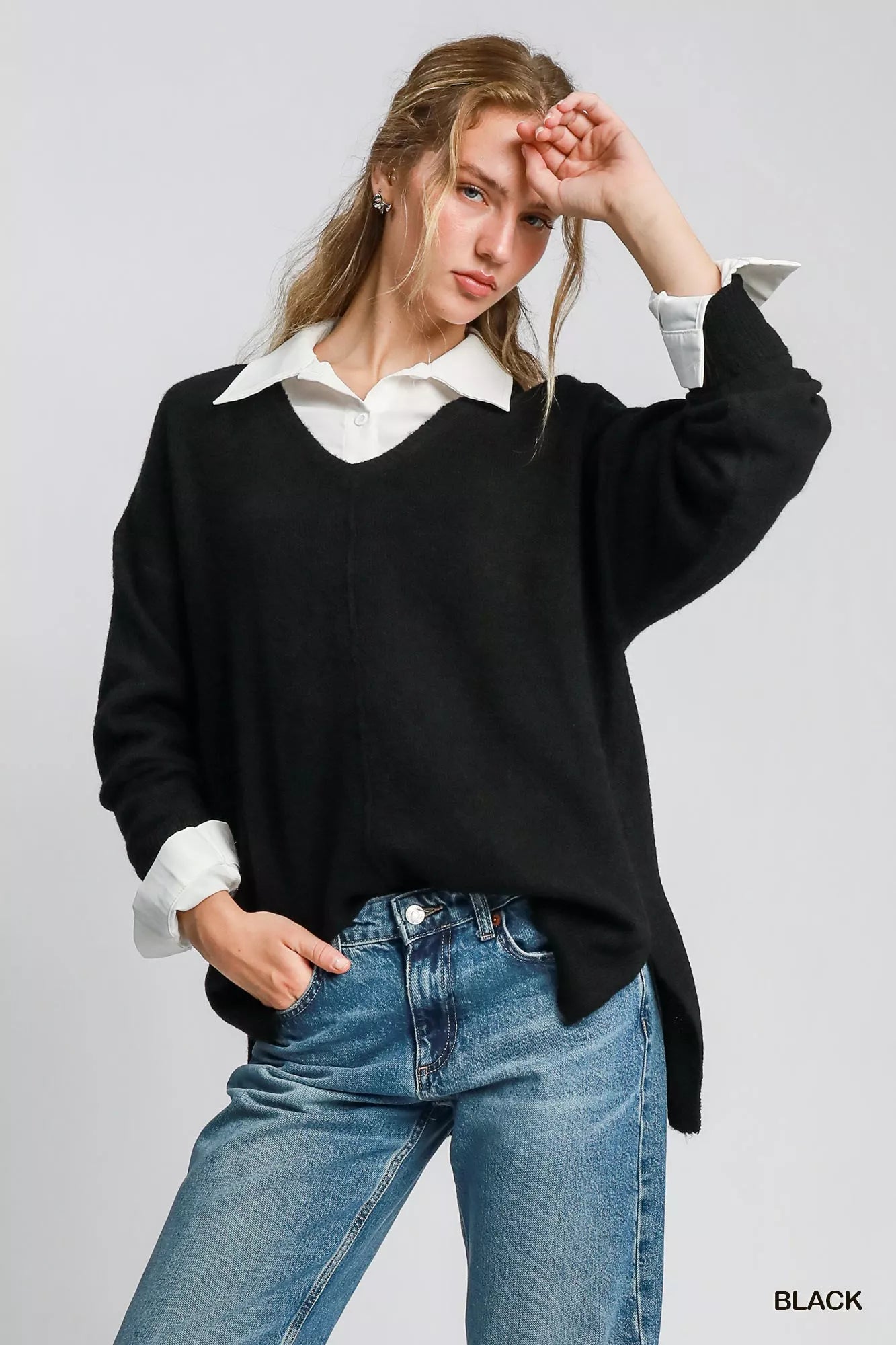 Umgee Wool Blended Pullover Sweater - Tigbul's Variety Fashion Shop