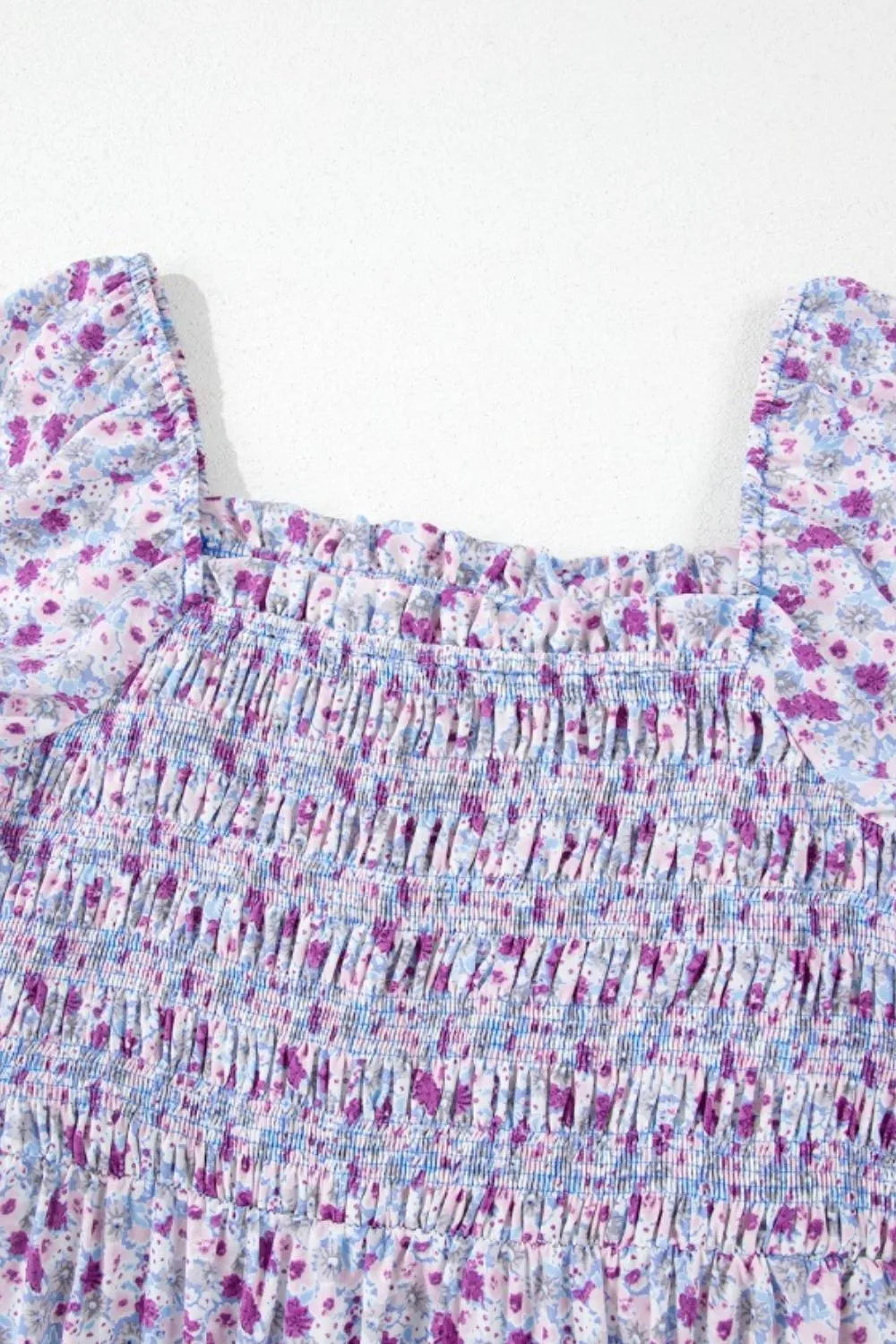Lavender Tiered Floral Shirred High Waist Maxi Dress - Tigbul's Variety Fashion Shop