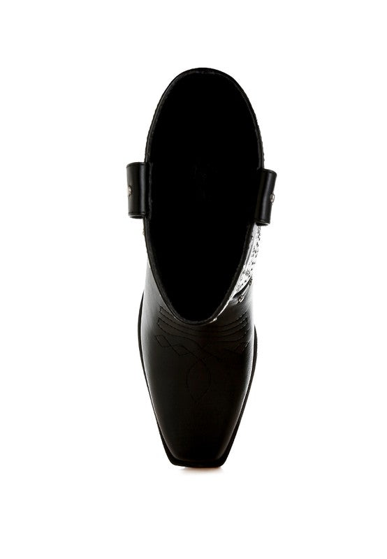 Equine Studded Embroidery Cowboy Boots - Tigbul's Variety Fashion Shop