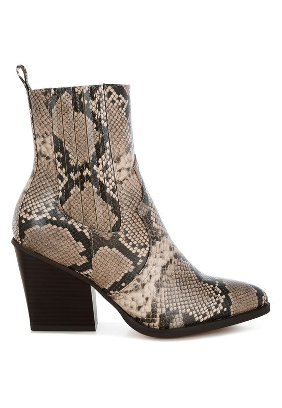 Cornus Snake Print Ankle Boots - Tigbul's Variety Fashion Shop