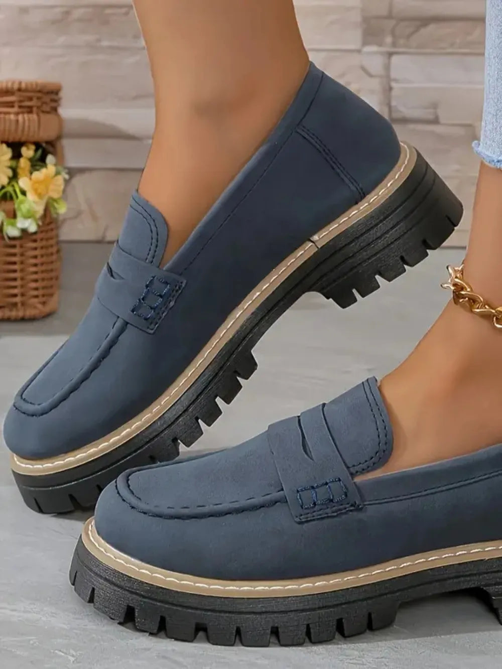 Round Toe Platform Loafers - Tigbul's Variety Fashion Shop