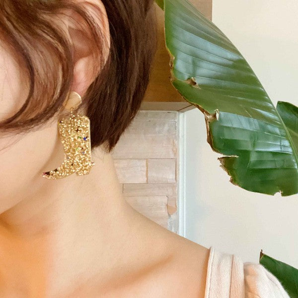 Glittered Up Cowgirl Earrings - Tigbul's Variety Fashion Shop