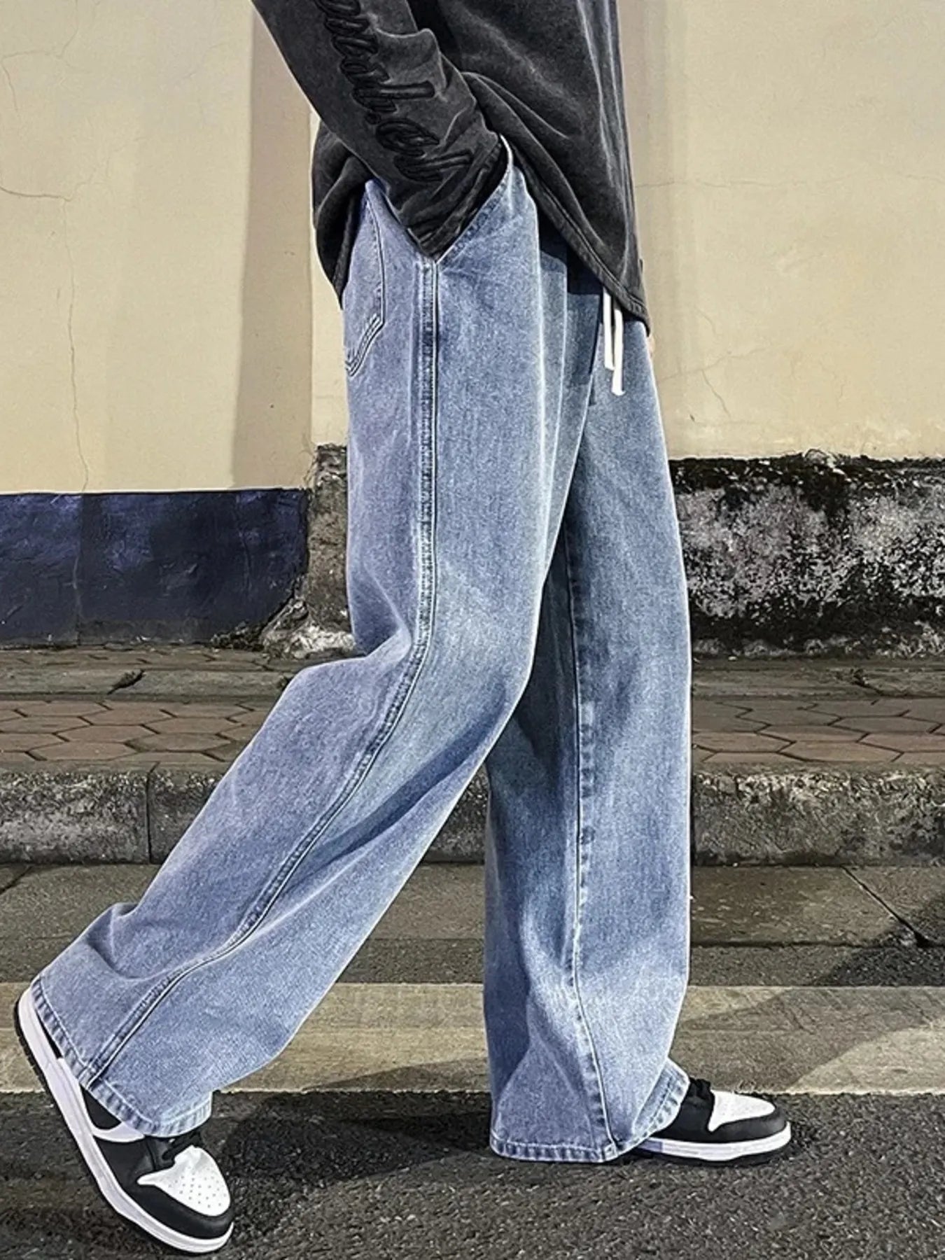 Men's Full Size Drawstring Wide Leg Jeans Plus Size - Tigbul's Variety Fashion Shop