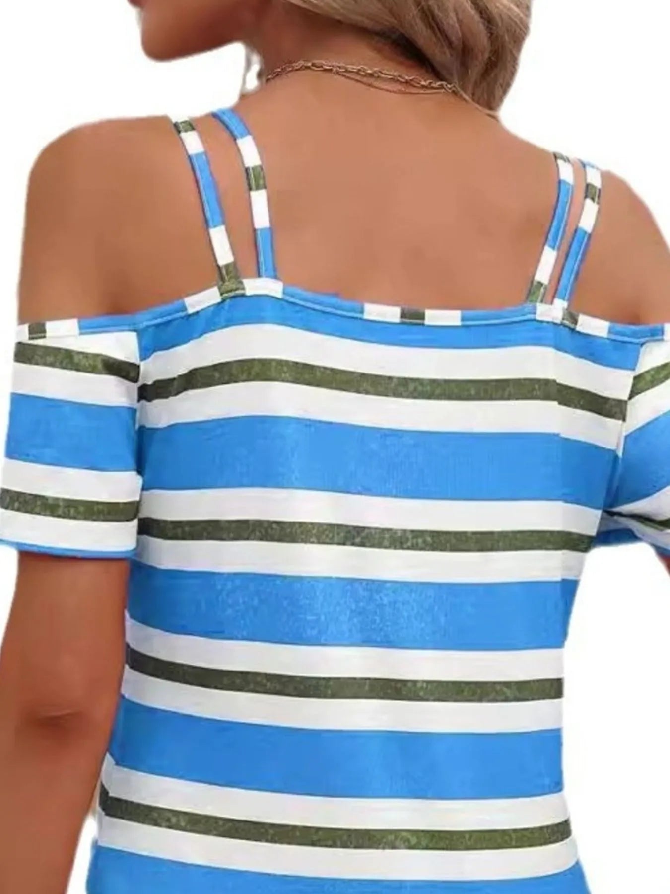 Striped Cold Shoulder T-Shirt - Tigbul's Variety Fashion Shop