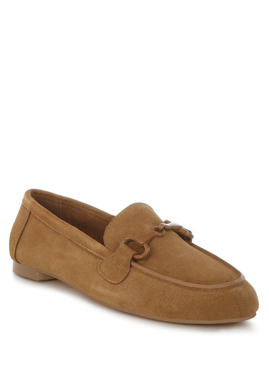 Awen Monochromatic Horsebit Real Suede Loafers - Tigbul's Variety Fashion Shop