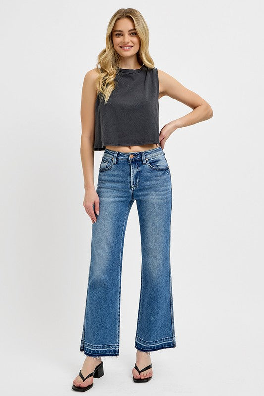 RISEN Full Size Raw Hem Ankle Bootcut Jeans Plus Size - Tigbul's Variety Fashion Shop