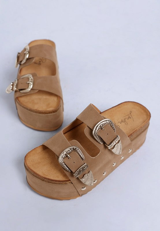 Zaphod Faux Leather Flatform Platform Slip On Sandals - Tigbul's Variety Fashion Shop