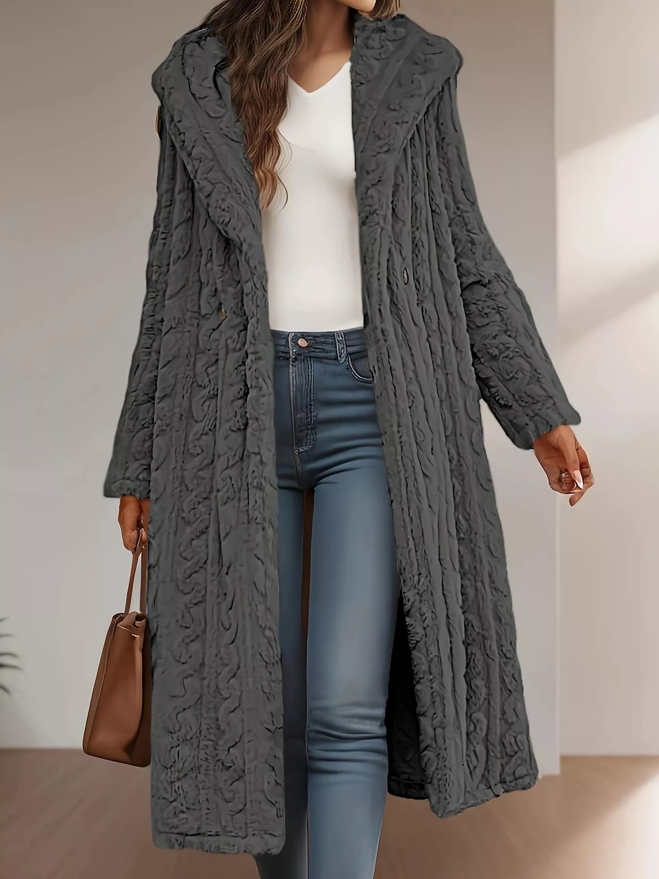 Sherpa Longline Hooded Coat - Tigbul's Variety Fashion Shop
