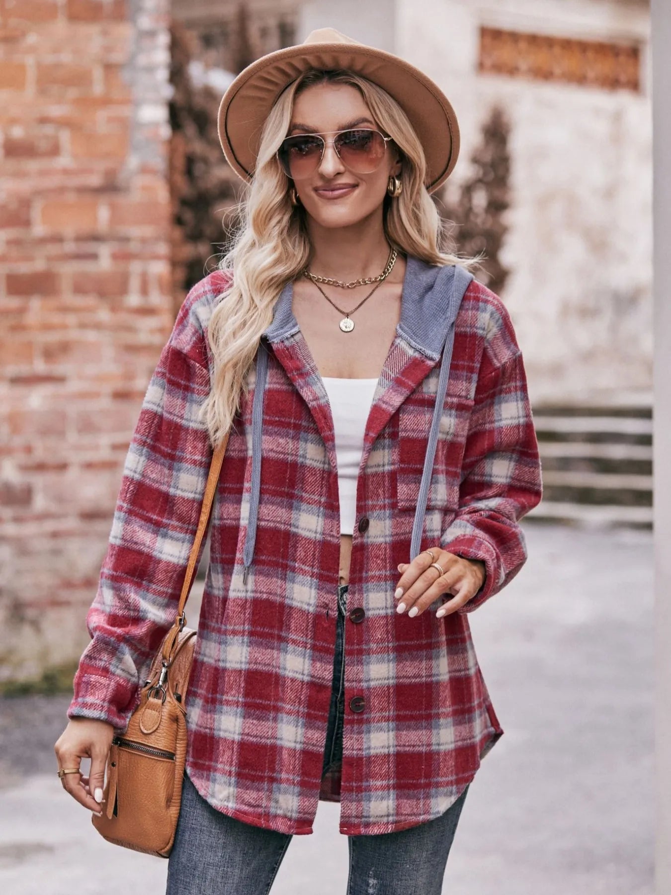 Oversized Plaid Button Up Shacket - Tigbul's Variety Fashion Shop
