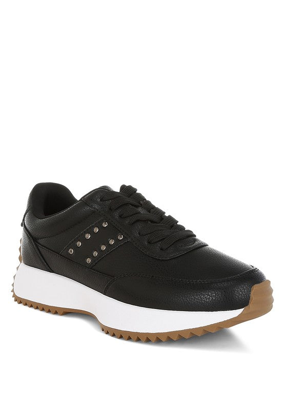 Athion Studded Real Leather Sneakers - Tigbul's Variety Fashion Shop