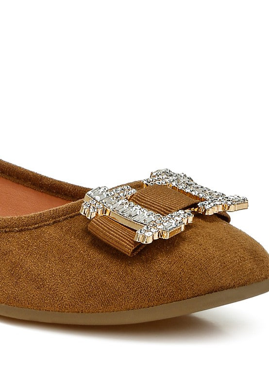 Prajik Rhinestone Buckle Detail Ballerinas - Tigbul's Variety Fashion Shop