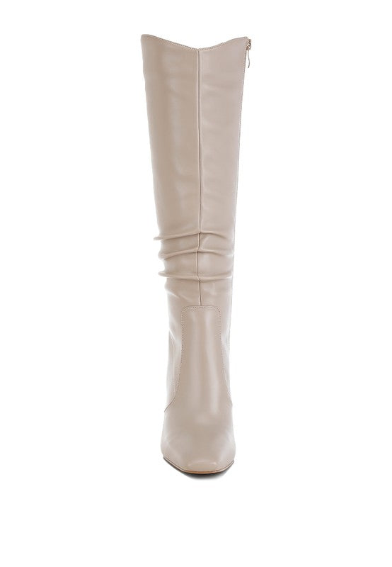 Yanir Slouchy Shaft 4" Heel Knee-High Boots - Tigbul's Variety Fashion Shop