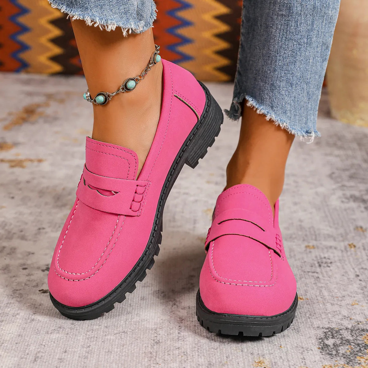 Round Toe Block Heels Loafers - Tigbul's Variety Fashion Shop
