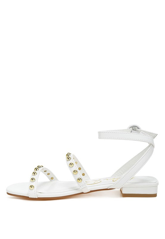 Flippity Studded Ankle Strap Flat Sandals - Tigbul's Variety Fashion Shop