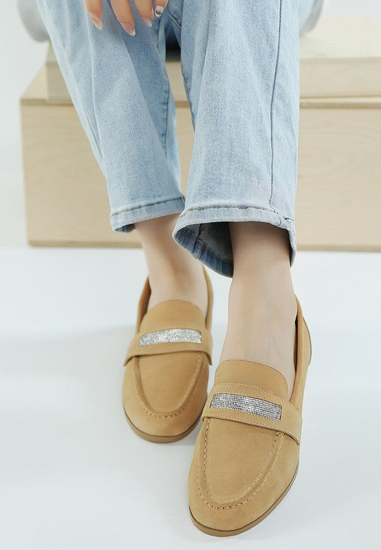 New Ode Rhinestone Penny Strap Loafers Loafers - Tigbul's Variety Fashion Shop