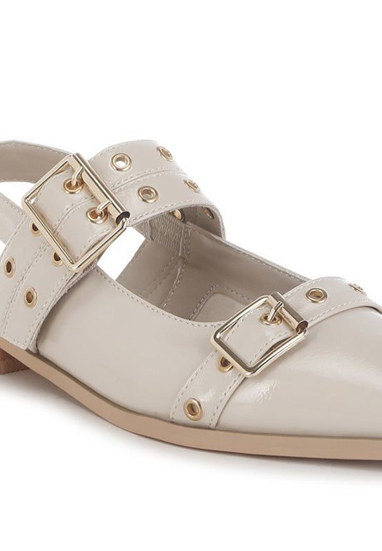 Betula Eyelets & Buckle Detail Flats - Tigbul's Variety Fashion Shop