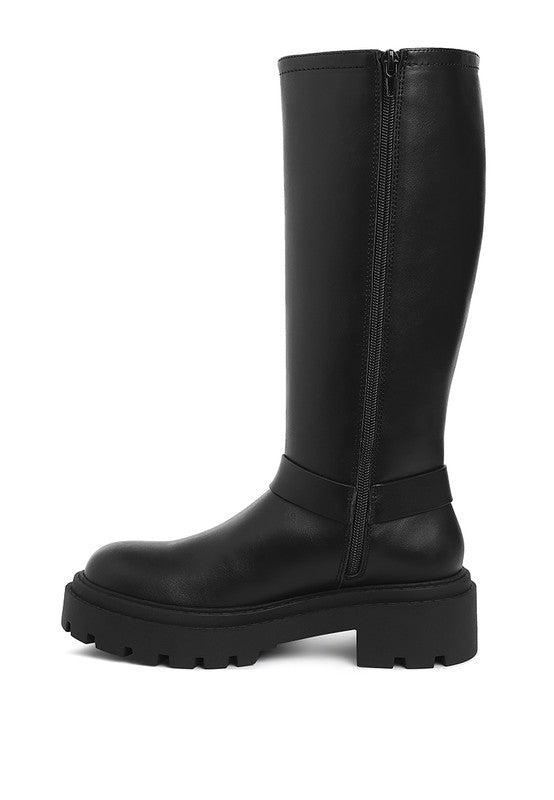 Taimen Harnes Detail Long Boots - Tigbul's Variety Fashion Shop