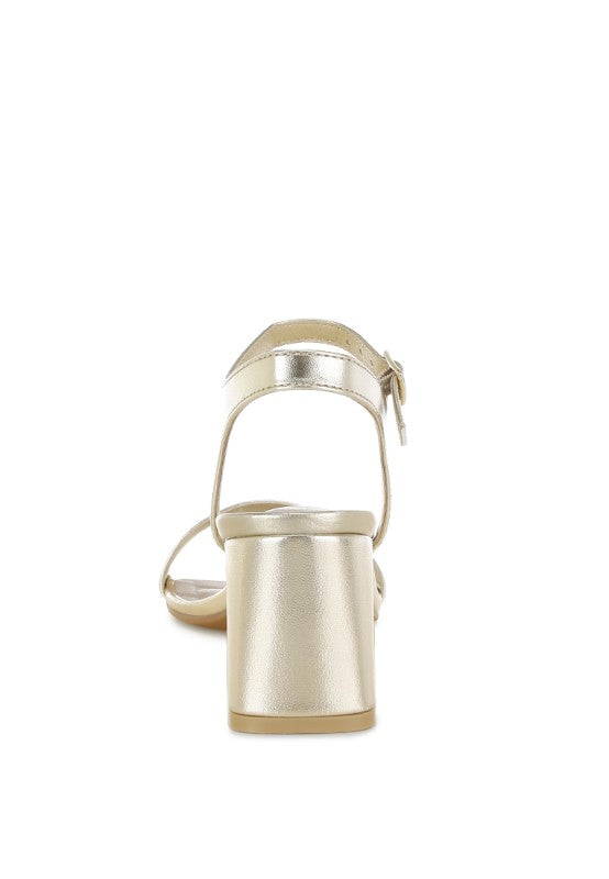 Kazara Metallic Faux Leather Block Heels - Tigbul's Variety Fashion Shop