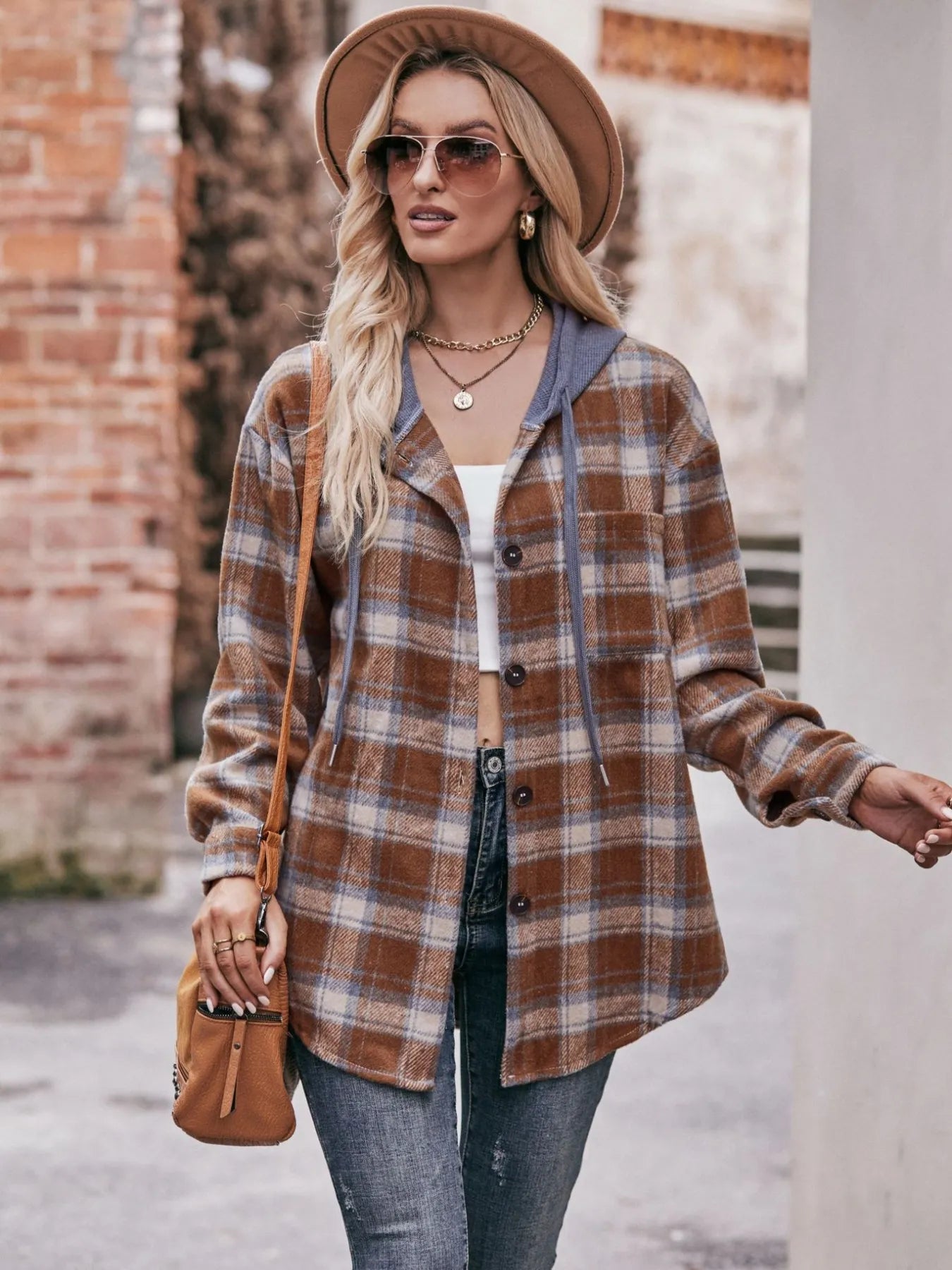 Oversized Plaid Button Up Shacket - Tigbul's Variety Fashion Shop